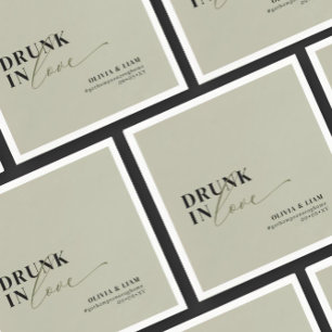 Modern Drunk In Love Green Sage Wedding  Napkin