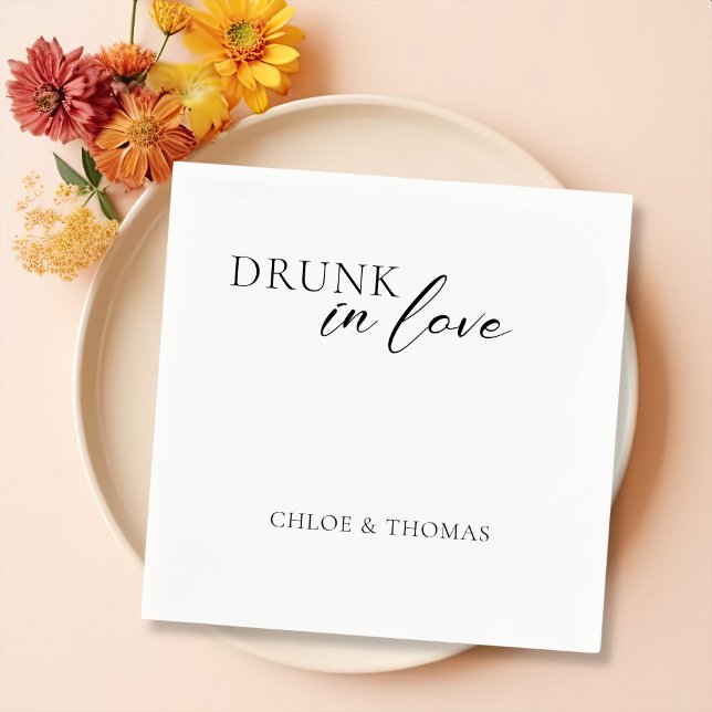 Modern "Drunk in Love" Napkins for Wedding Bar (Creator Uploaded)