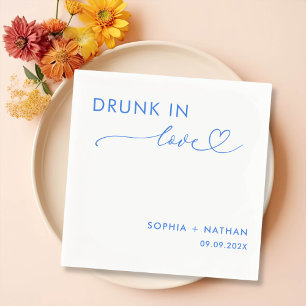 Modern Drunk In Love Personalised Wedding Napkin
