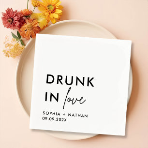 Modern Drunk In Love Personalised Wedding Napkin