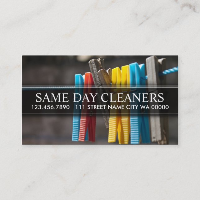 Modern Dry Cleaning Cleaners Business Card (Front)
