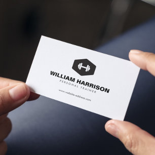 Modern Dumbbell Logo Personal Trainer Fitness Business Card