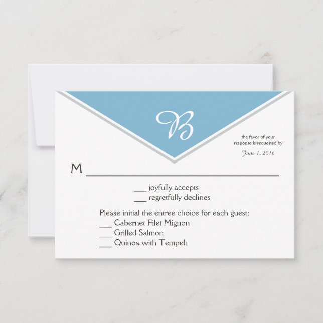 Modern Dusk Blue Glacier Grey RSVP Card (Front)