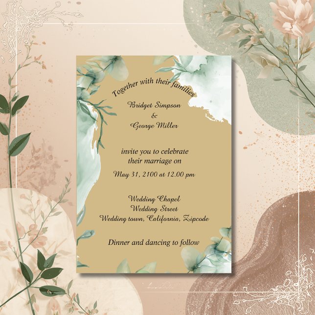 modern dusky beige periwinkle Wedding Invitation (Creator Uploaded)