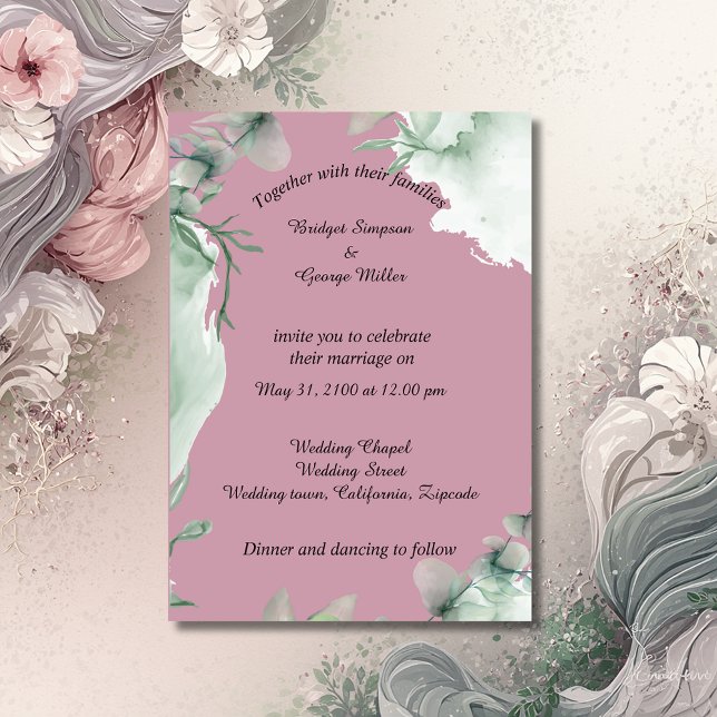 modern dusky pink periwinkle Wedding Invitation (Creator Uploaded)
