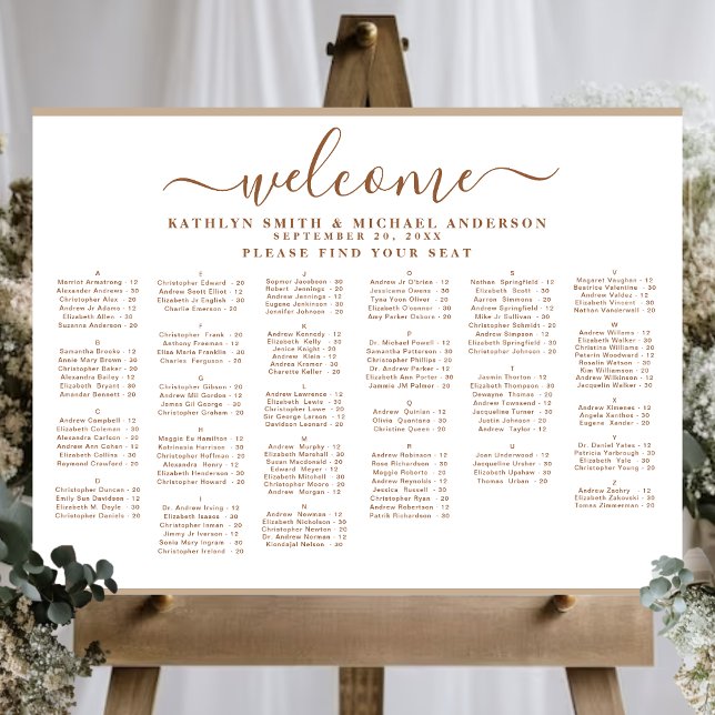 Modern Dusty Beige Wedding Alphabetical Seating Poster (Creator Uploaded)