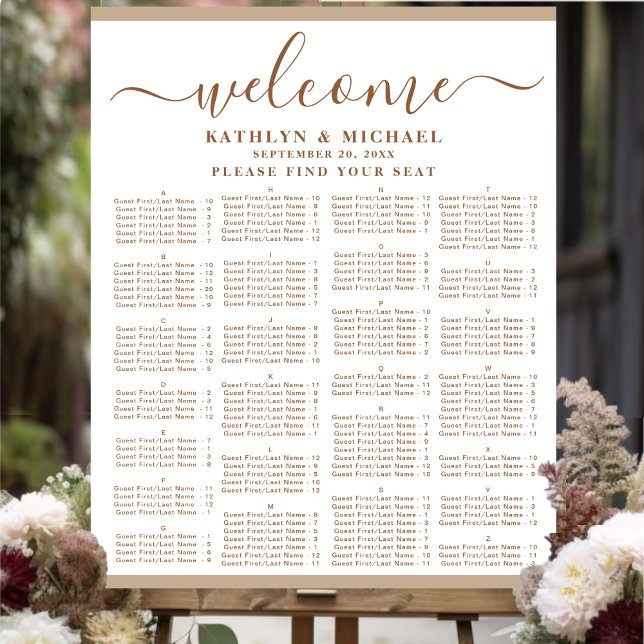 Modern Dusty Beige Wedding Alphabetical Seating Poster (Creator Uploaded)