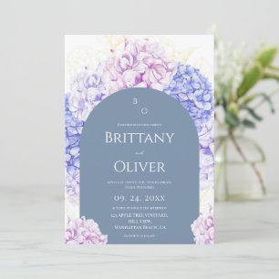 Modern Dusty Blue and White Floral Wedding Invitation