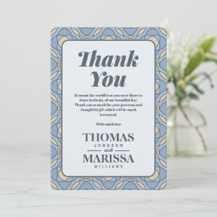 Modern Dusty Blue Art Deco Wedding Thank You Card
