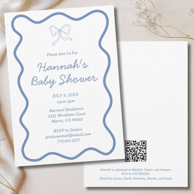 Modern Dusty Blue Baby Boy Baby Shower Invitation (Modern Dusty Blue Baby Boy Baby Shower Invitation)