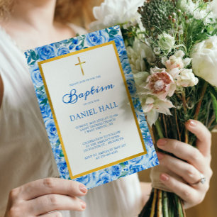 Modern Dusty Blue Baptism Invitation