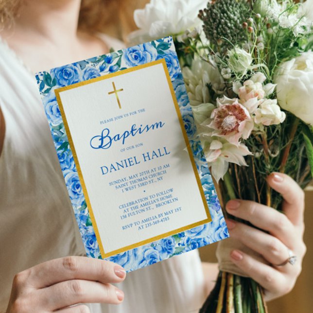 Modern Dusty Blue Baptism Invitation (Creator Uploaded)