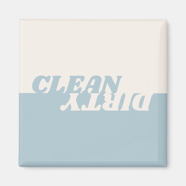 Modern dusty blue beige clean dirty dishwasher magnet (Front)