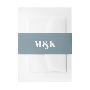 Modern Dusty Blue Bold Typography Wedding Invitation Belly Band