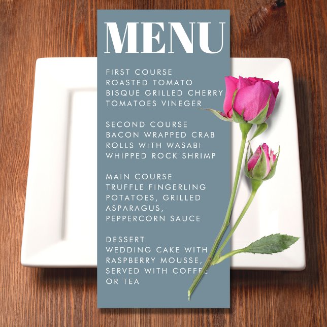 Modern Dusty Blue Bold Typography Wedding Menu (Creator Uploaded)