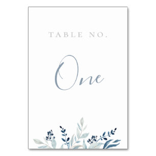 Modern Dusty Blue Botanical Table Number