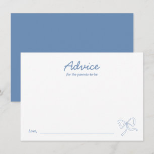 Modern Dusty Blue Bow Baby Shower Advice Card