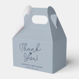 Modern Dusty Blue Boy Baby Shower Thank You Favour Box