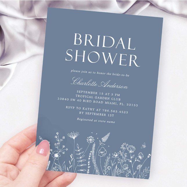 Modern Dusty Blue Bridal Shower  Invitation (Creator Uploaded)