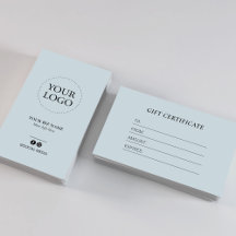 Modern Dusty Blue Business Logo Gift Certificate