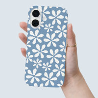 Modern Dusty Blue Chic Girly Floral Flower Pattern