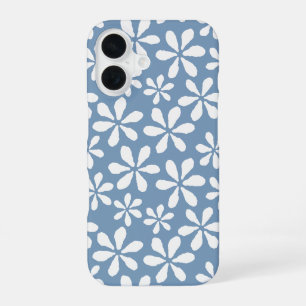 Modern Dusty Blue Chic Girly Floral Flower Pattern iPhone 16 Case