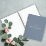 Modern Dusty Blue Chic Script Bridal Shower Guest Notebook<br><div class="desc">This modern calligraphy guest book is perfect for a simple yet beautiful bridal shower. The neutral design features your name and date of celebration in minimalist typography alongside a romantic and whimsical script. This is the dusty blue version but feel free to change the background colour to any other under...</div>