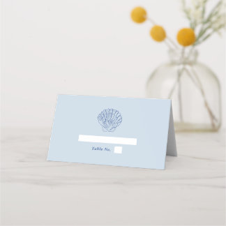 Modern Dusty Blue Coastal Wedding Place Card