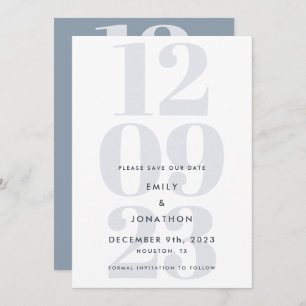 Modern Dusty Blue Date Typography Save The Date