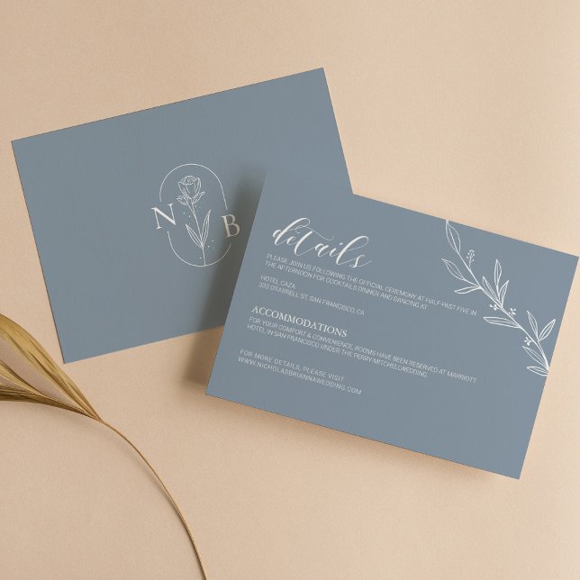 Modern Dusty Blue Elegant Wedding Minimal Details Enclosure Card (Creator Uploaded)