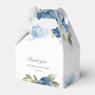 Modern Dusty Blue Floral Elegant Wedding Thank You Favour Box
