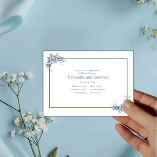Modern Dusty Blue Floral Wedding Rehearsal Invitation