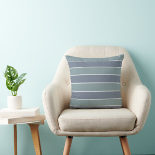 Modern Dusty Blue Green Stripes Cushion