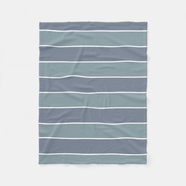 Modern Dusty Blue Green Stripes Fleece Blanket (Front)