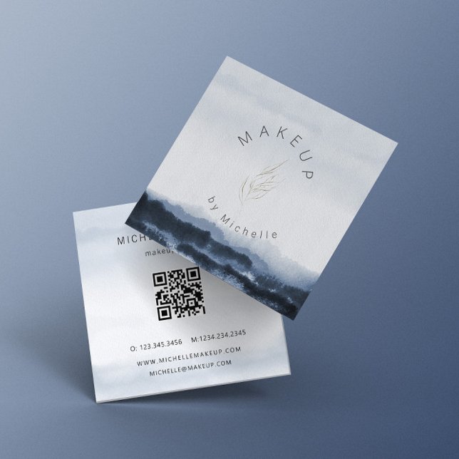 Modern Dusty Blue Landscape Elegant Business Card (Creator Uploaded)