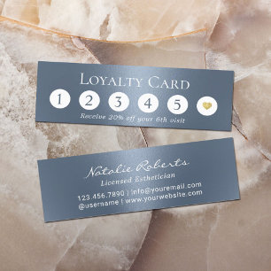 Modern Dusty Blue Metallic Beauty Salon Loyalty Card