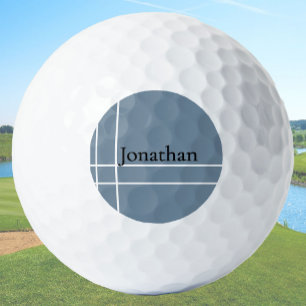 Modern dusty blue minimalist custom name golf balls