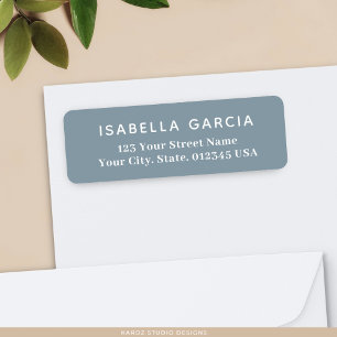 Modern Dusty Blue Name Return Address Label