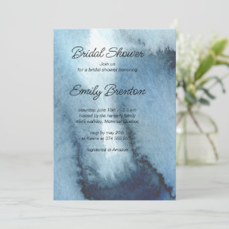 Modern dusty blue navy Bridal Shower Invitation