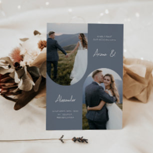 Modern Dusty Blue Photo Arch Wedding Save The Date