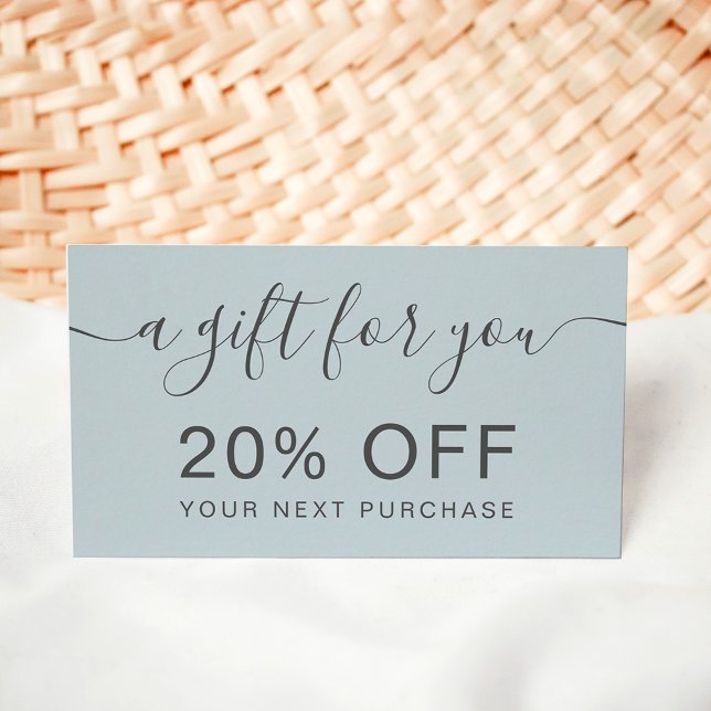 Modern dusty blue professional typography discount card (Modern dusty blue professional typography discount card)
