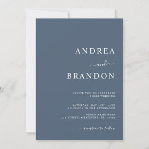 Modern Dusty Blue QR Code RSVP All in One Wedding Invitation
