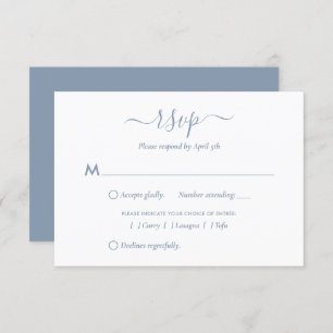 Modern Dusty Blue Script Wedding RSVP Cards