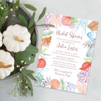 Modern Dusty Blue Sea Shell Beach Bridal Shower