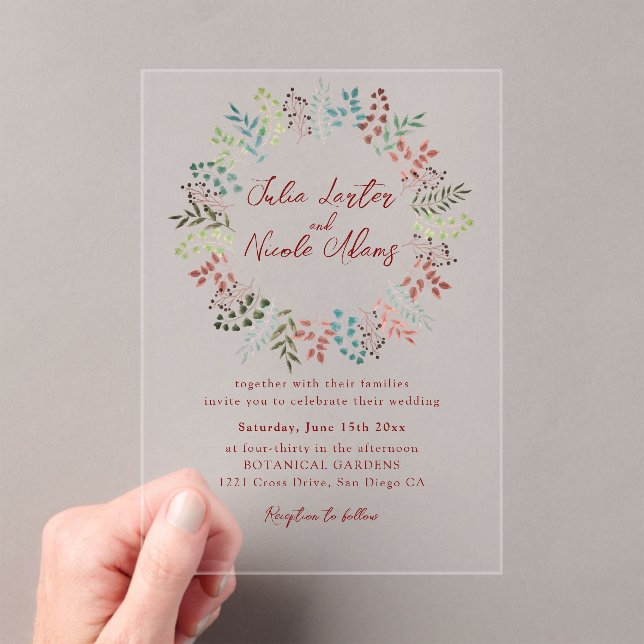 Modern Dusty Blue Sea Shell Beach Ocean Wedding Acrylic Invitations (Insitu (Handheld))