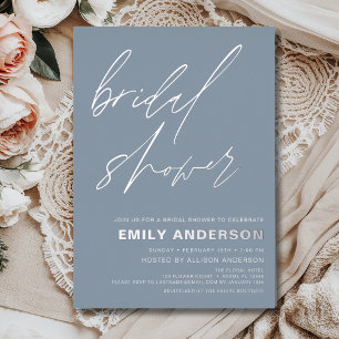 Modern Dusty Blue Silver Bridal Shower Chic