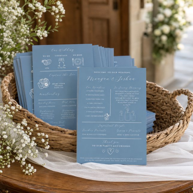 Modern Dusty Blue Spring Wedding Program (Creator Uploaded)
