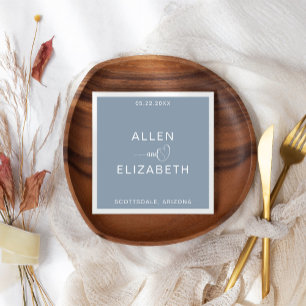 Modern Dusty Blue Stylish Personalized Wedding Napkin