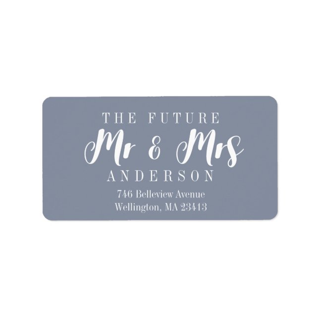 Modern Dusty Blue The Future Mr. and Mrs. Script Label (Front)