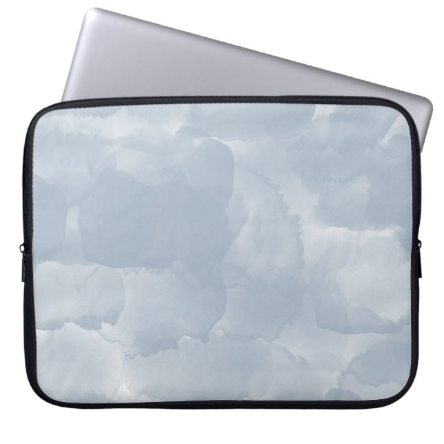 Modern Dusty Blue Watercolor Brush Strokes Laptop Sleeve (Front)